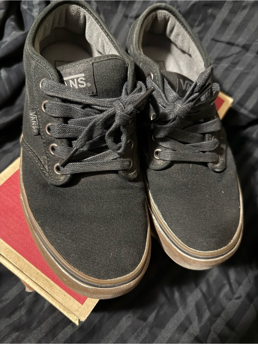 Vans Atwood Black Gum Canvas Skate Shoes Men’s 7.5 With Box